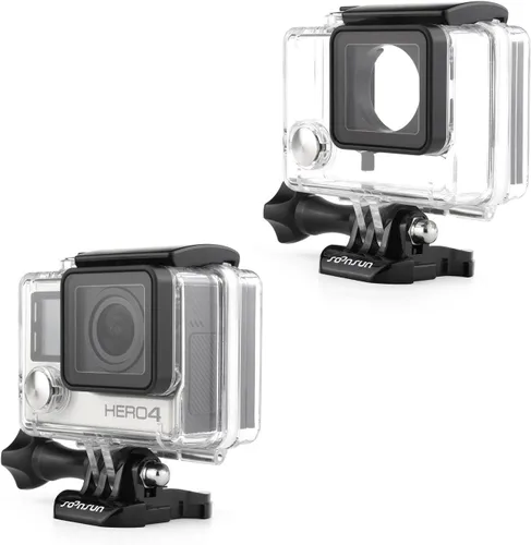Vista 3 de SOONSUN Carcasa de buceo impermeable para GoPro Hero 3/3+/4 Negro Plata – Funda submarina de 40M compatible con pantalla y batería BacPac para buceo