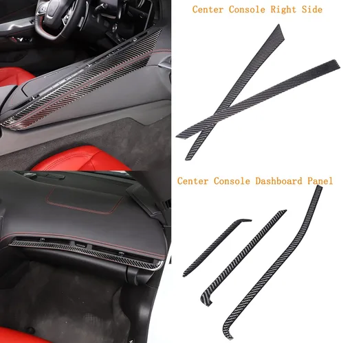 Vista 3 de Juego de 25 piezas de molduras interiores de fibra de carbono suave compatibles con Chevrolet Corvette C8 2020-2024, cubierta de panel