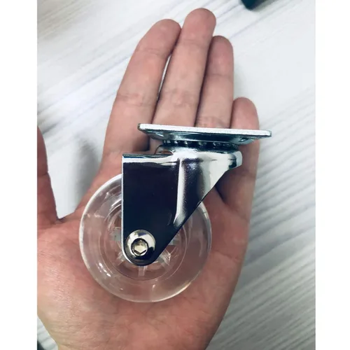 Vista 6 de Juego de 4 ruedas giratorias para muebles, ruedas giratorias de poliuretano transparente de 2 pulgadas resistentes de 500 libras con placa de 360