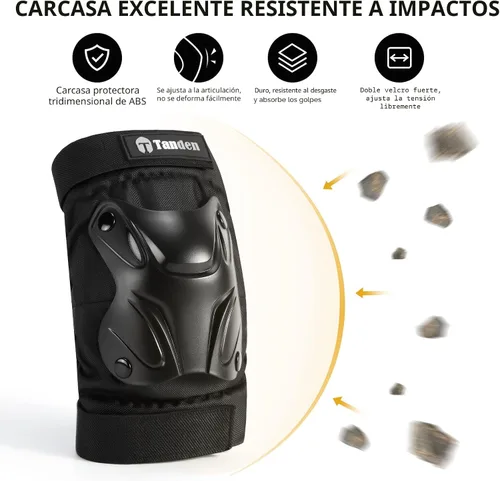 Vista 5 de Tanden Equipo de Protección para Patinaje Rodilleras y Coderas Protectores de Muñeca para Patinaje sobre Ruedas Monopatín, Almohadillas de Patinaje