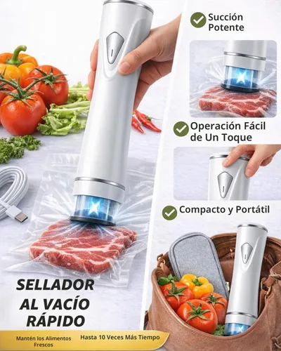 Vista 2 de Sellador al vacío de mano para alimentos con 30 bolsas reutilizables