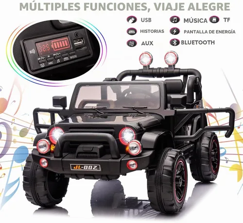 Vista 4 de Fitnessclub Autos eléctricos para niños, automóvil eléctrico para niños de 12 V con control remoto Bluetooth de 2,4 GHz, luces LED, reproductor MP3