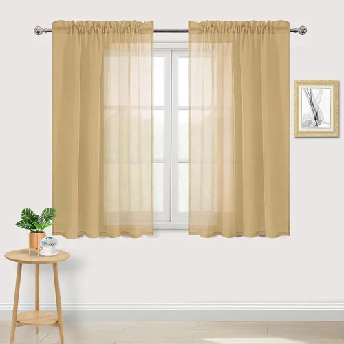 Vista 23 de DWCN Cortinas Transparentes Aqua de Voile Semitransparente con Bolsillo para Barra para Dormitorio y Sala de Estar, 36 x 36 pulgadas de Largo, Juego