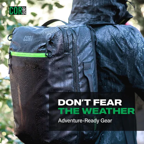 Vista 9 de COR Surf Mochila de viaje de mano Island Hopper 2.0 Mochila ultraligera aprobada para artículos personales 28L Negro Edición impermeable
