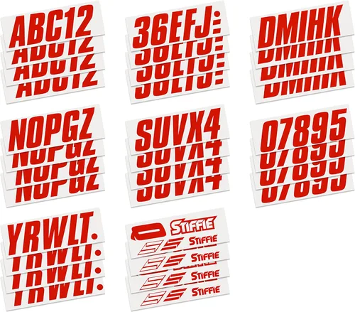 Vista 4 de STIFFIE Shift Red 3" Boat & PWC Registration Decals • Etiquetas Adhesivas Letras Números