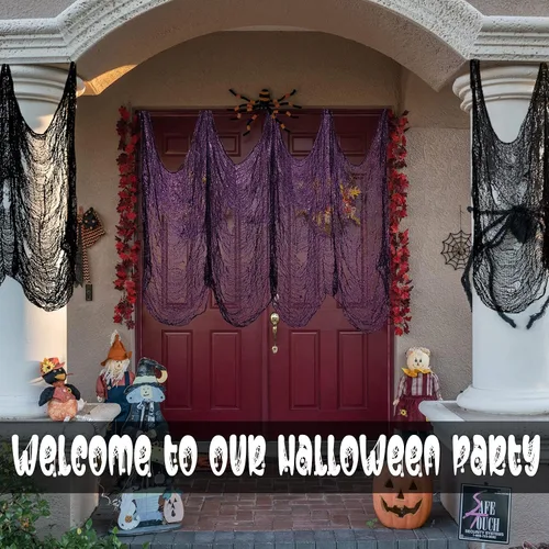 Vista 4 de Legigo Paquete de 6 paños espeluznantes de Halloween (30 x 72 pulgadas), gasa espeluznante para fiesta de Halloween, suministros de fiesta