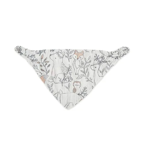 Vista 4 de Crane Baby Juego de baberos de muselina suave, ajustable y absorbente, estilo bandana para niños y niñas, animales del bosque, 3 piezas, 18.5 x 9