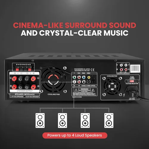 Vista 4 de Amplificador de potencia Bluetooth inalámbrico de 4 canales