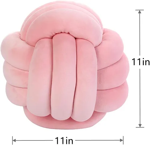 Vista 2 de Almohada de nudo de bola redonda, cojines de almohada de felpa para decoración de habitación de niños, juguete calmante para aliviar el estrés Rosa