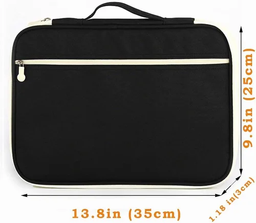 Vista 5 de JAKAGO - Carpeta de viaje A4 multifuncional con organizador de documentos con cremallera para suministros de oficina (Negro)