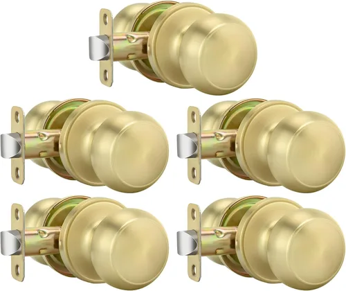 Vista 75 de Goldenwarm Pomos de puerta de paso de bronce champán, 1 paquete de pomos para puerta de armario interior, juego de perillas de puerta de paso