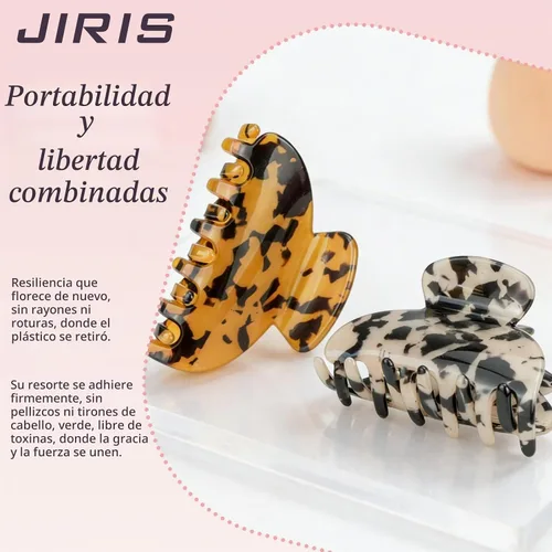 Vista 7 de JIRIS 2 pinzas para el pelo de 2.75 pulgadas, pinzas de plátano, pasadores de tortuga, celuloide, diseño francés, pasadores de celuloide