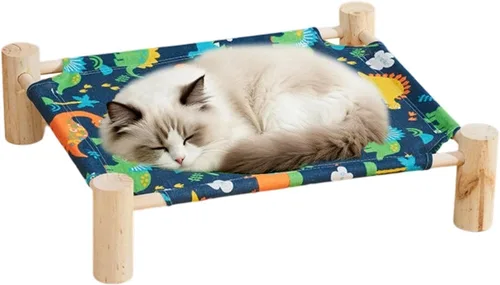 Vista 10 de Wooden Cat Hammock, Lounge for Relaxing with Modern Style, Natural Solid Wood with Breathable Fabric, Elevated Sleeping Spot, Versatile for Home