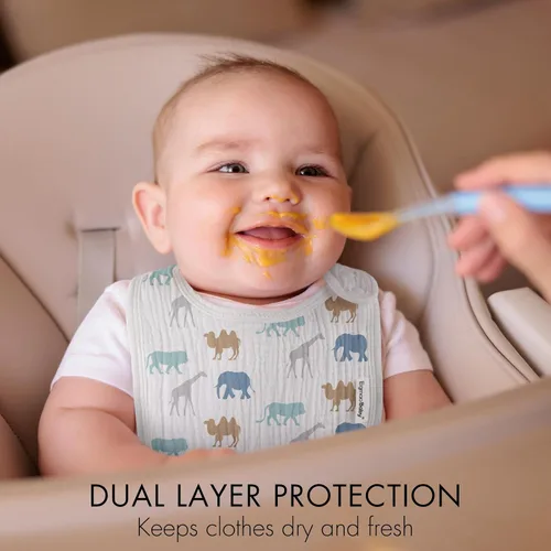 Vista 2 de Baberos de muselina para bebés niños y niñas, babero de muselina orgánica para bebé para babeo y dentición, baberos suaves de bandana para babeo