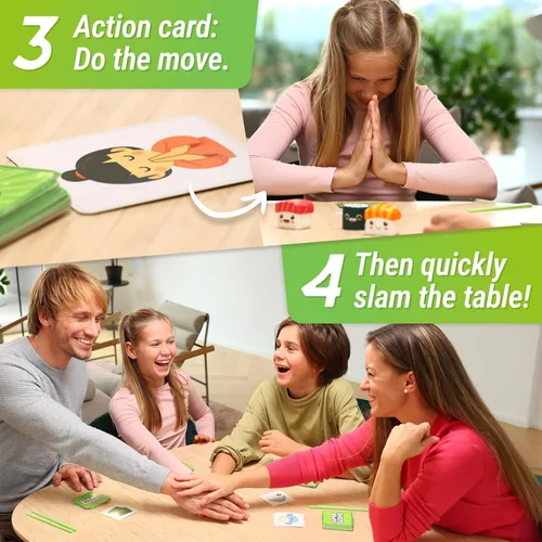 Vista 4 de Super Sushi – Divertido Juego de Mesa Familiar - Hilarantísimo Juego de Cartas de Emparejamiento para Fiestas Familiares para Niños, Adolescentes