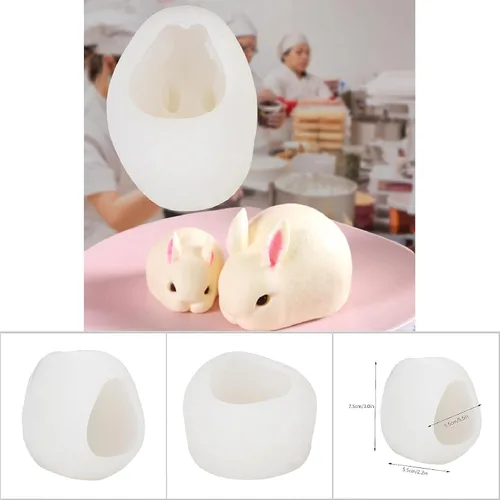 Vista 4 de Fdit 3D Bunny Jabón Silicona Conejo Arcilla Chocolate Caramelo Respetuoso del Medio Ambiente (M)