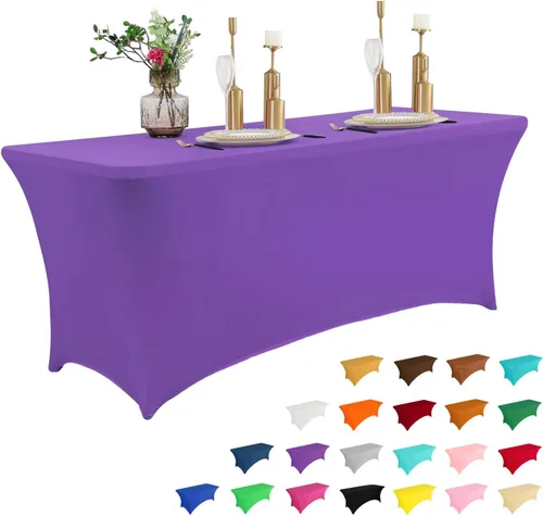 Vista 11 de IVAPUPU - Mantel de elastano para mesas rectangulares, ajustado, elástico, lavable, protector de mesa para eventos, fiestas, bodas, cócteles, Negro