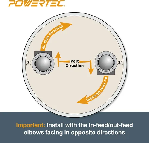 Vista 5 de POWERTEC Kit separador de codos y acopladores de recogida de polvo ciclónico 70292V de 4 pulgadas para contenedores de desechos de carpintería Kit