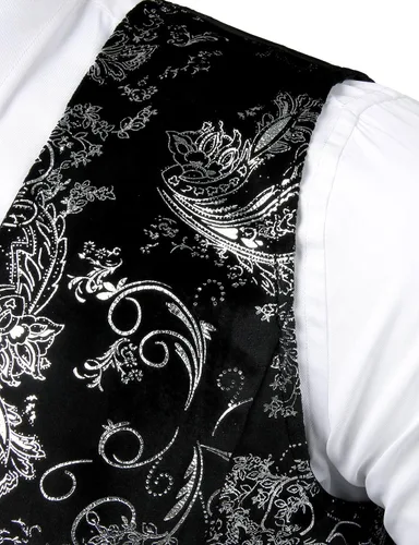 Vista 4 de ZEROYAA Chaleco de traje de cuello en V con estampado de cachemira metálico para hombre, chaleco de esmoquin