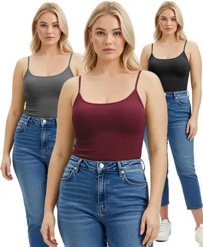 Vista 195 de Emmalise Camisola larga casual básica para mujer, con tirantes ajustables, top en capas