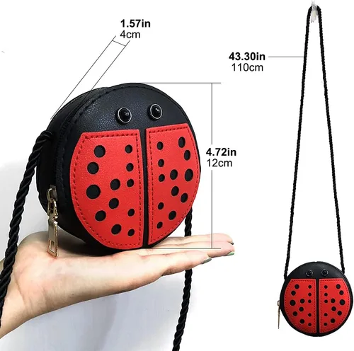 Vista 3 de Bolso bandolera para niña pequeña para Navidad, Bolsa de mariquita