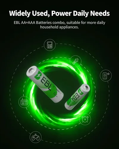 Vista 8 de EBL 8 baterías recargables de C 5000mAh Ni-MH C tamaño batería con 4 AA 4 AAA