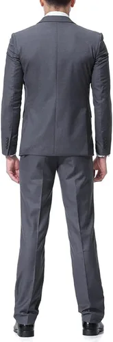 Vista 6 de Cloudstyle Chaqueta de color sólido de 3 piezas con 2 botones y ajuste delgado para hombre, traje formal de boda inteligente