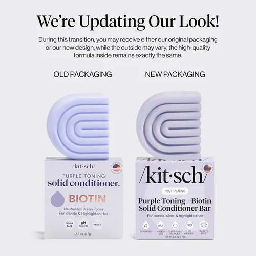 Vista 7 de Kitsch Acondicionador tonificante morado para rubios y cabello teñido - Barra de acondicionador para mujeres y hombres - Con biotina para fortalecer