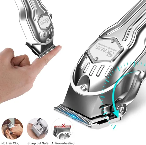 Vista 9 de SURKER Cortadora de pelo para hombre, inalámbrico, kit profesional de corte de pelo para hombres, pantalla LED recargable