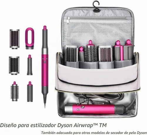 Vista 2 de Funda de viaje de doble capa para Dyson Airwrap, funda de transporte de viaje Shark Flexstyle, bolsa de almacenamiento portátil impermeable
