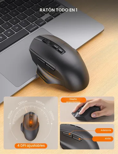 Vista 6 de SABLUTE - Combo de teclado y mouse inalámbricos ergonómicos con llave Wave Leather Soft Palm Rest, Rechargeable, 4-Level DPI, Phone Holder