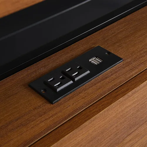 Vista 7 de VilroCaz Cama de plataforma de tamaño matrimonial con enchufes y puertos USB, marco de cama de plataforma de metal moderno con cajones, soporte