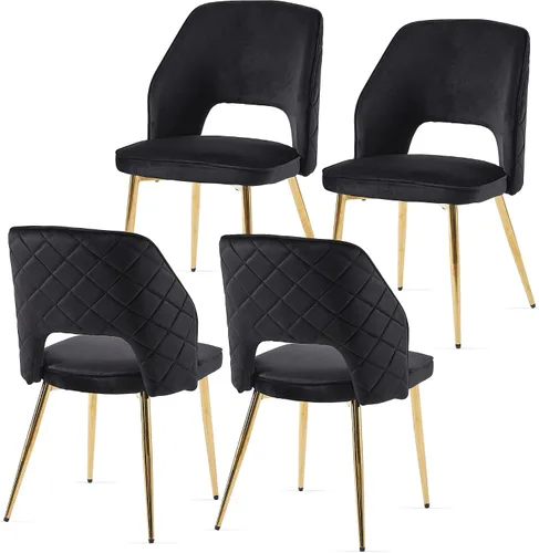 Vista 10 de NORDICANA Juego de 2 sillas de comedor modernas, sillas acentuadas tapizadas en beige bouclé con patas doradas de metal, sillas laterales