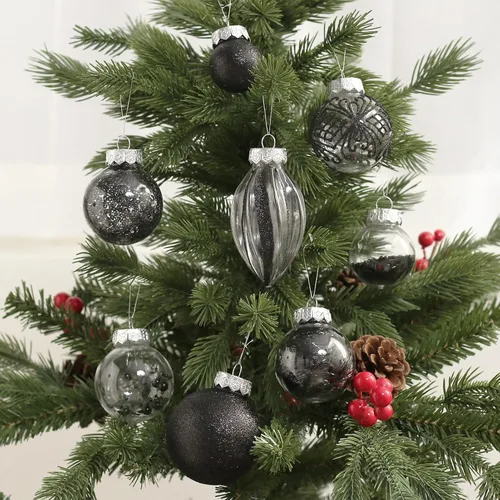 Vista 7 de Juego de adornos de Navidad, 32 piezas de bolas de Navidad de plástico transparente irrompibles para colgar en el árbol de Navidad