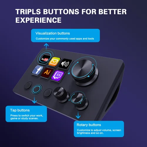 Vista 4 de TreasLin Stream Controller Deck with12 Customizable Macro Keypad to Trigger Actions in OBS Twitch YouTube for Content Creators Stream Dock