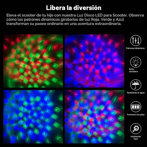 Vista 2 de Luz LED para scooter de discoteca, accesorios de luz para scooter, color RGB y patrones dinámicos, compatible con manillar de scooter, ángulo