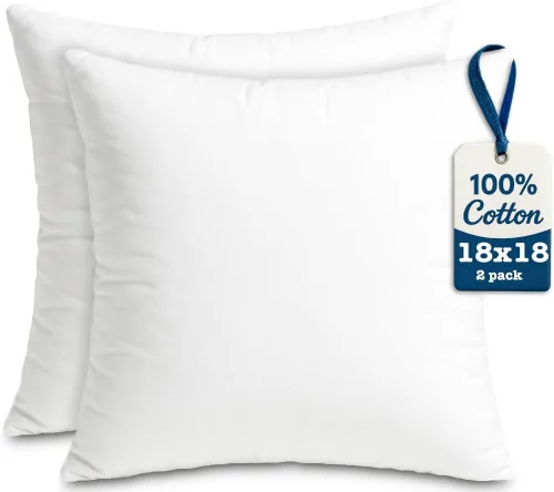 Vista 27 de Foamily Rellenos de almohada 100% algodón, paquete de 2 rellenos de almohada de 12 x 12 pulgadas para almohadas decorativas para sofá y cama