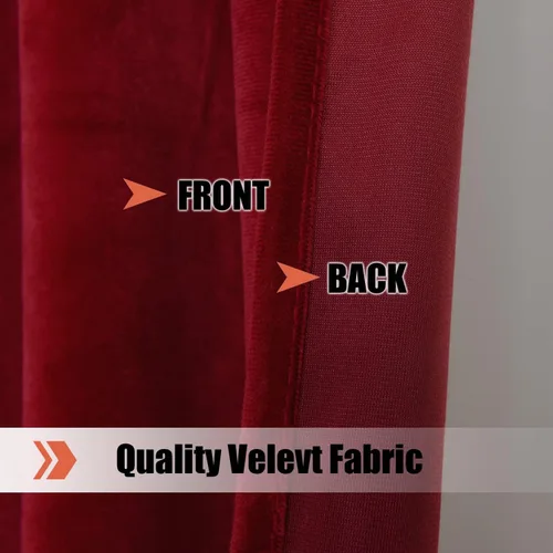Vista 5 de [Usado] Cortinas de terciopelo rojo burdeos elegantes para ventana de sala de estar, 84 pulgadas de largo, oscurecimiento de habitación, pestaña