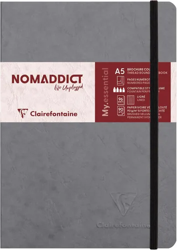 Vista 8 de Clairefontaine 793461C Age Bag Collection A My.Essential Negro Cuaderno Cosido con Elástico - A5 14.8x21 cm - 192 Páginas Numeradas y Rayadas