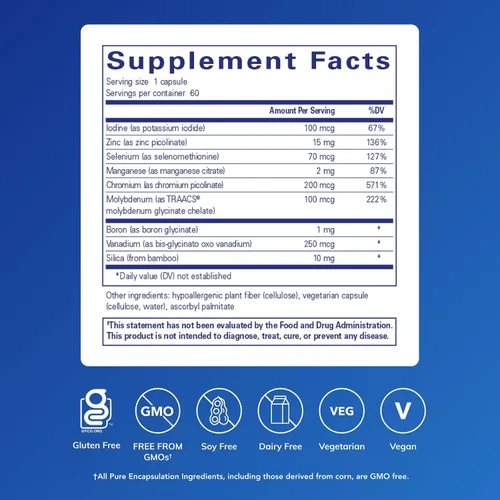 Vista 2 de Pure Encapsulations Trace Minerals - Suplemento multimineral - Suplemento mineral - Apoya el metabolismo y la función celular* - Sin gluten y vegano