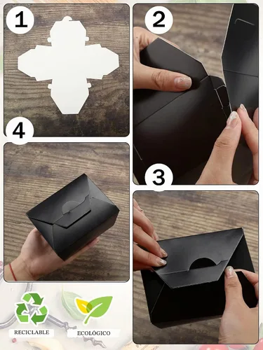 Vista 7 de Norme - Paquete de 100 cajas de papel desechables de 30 onzas para llevar, color negro, cajas de comida de papel para restaurantes, catering