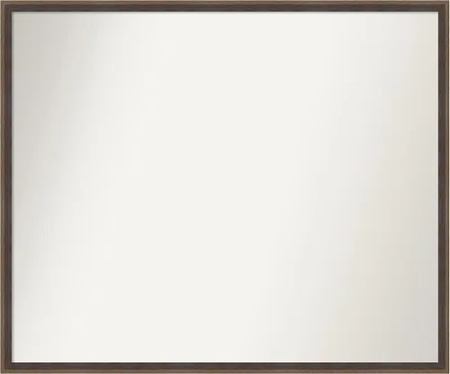 Vista 51 de Amanti Art Brown Bathroom Mirror for Over Sink, 21x33 Custom Made Hardwood Wedge Mocha Rectangle Vanity Mirror, Large Modern Wood Frame, Hangs