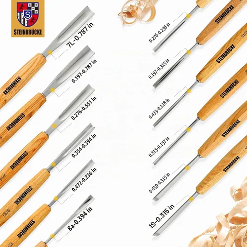Vista 6 de Kit de tallado de madera, juego de herramientas de tallado de madera de 12 cinceles y mazo con estuche de lona, juego de cuchillos de tallado