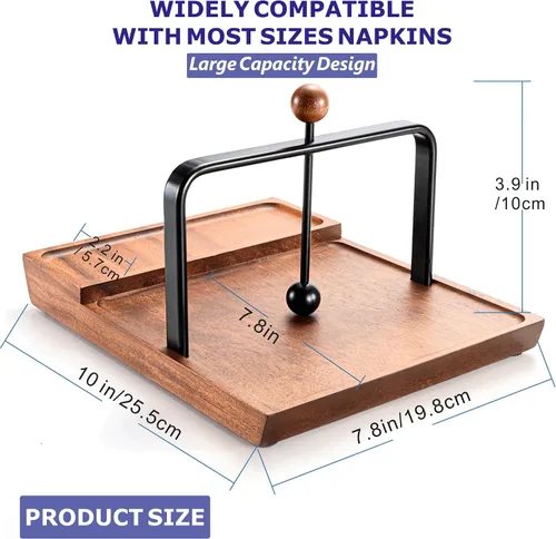 Vista 5 de Servilletero de madera – Servilletero multifuncional para mesa y cocina, incluye espacio para condimentos – Perfecto para el hogar, cocina