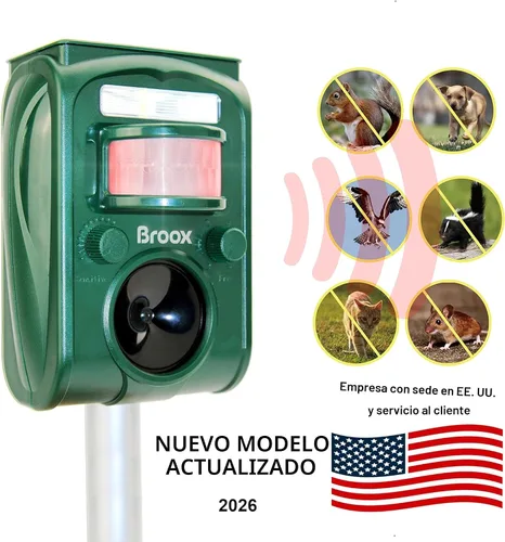 Vista 2 de Broox 2025 Repelente de Animales Solar Mejorado, Repelente de Gatos para Exteriores, Repelente de Ardillas, Repelente de Ciervos, Repelente
