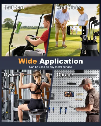 Vista 9 de Soporte magnético para carrito de golf con imanes fuertes y correa de seguridad, doble protección, apto para Magsafe iPhone/Galaxy/Google Pixel
