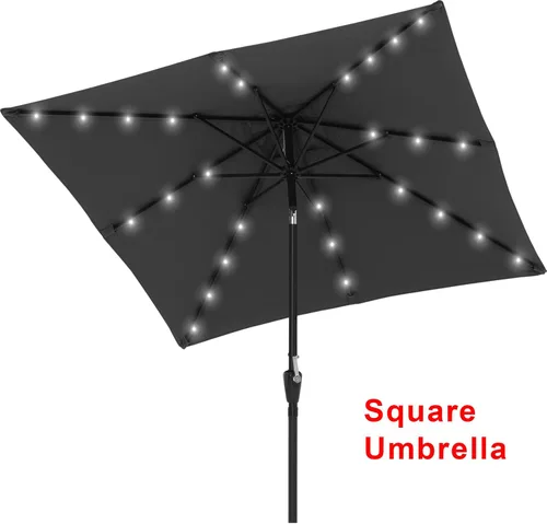 Vista 28 de ABCCANOPY Sombrillas solares duraderas para patio con 24 luces LED de 7.5 pies con 6 varillas resistentes (borgoña)