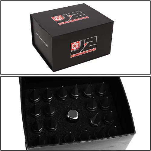 Vista 7 de Auto Dynasty J2 Engineering 7075-T6 Compatible con aluminio M12 x 1.5 2.953 in, 20 tuercas puntiagudas + adaptador (negro)