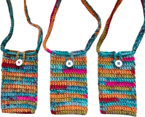 Vista 3 de Crochet Crossbody Cell Phone Holder Sleeve Small Purse for Women