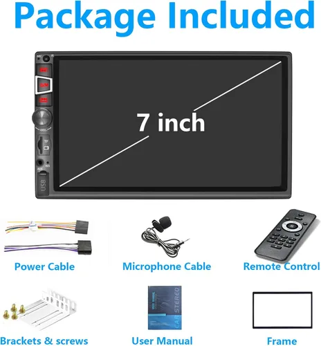 Vista 8 de Estéreo de auto de doble DIN compatible con Carplay inalámbrico y Android Auto y Mirror Link, pantalla táctil HD 1024 x 600 de 7 pulgadas